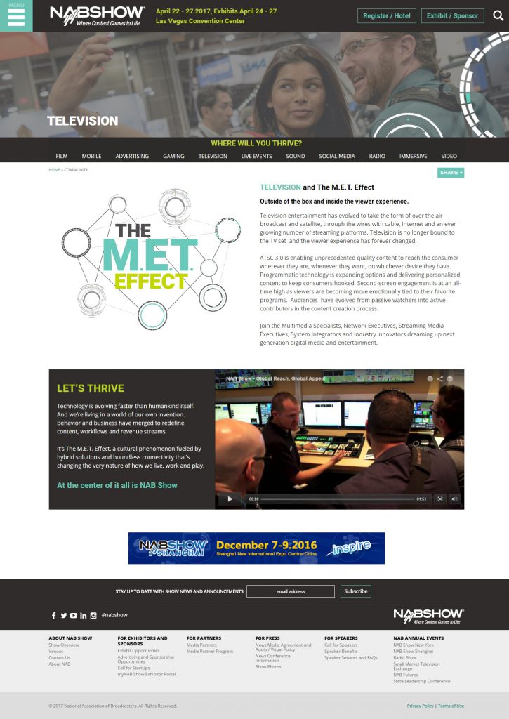 NAB Show simplified interior page